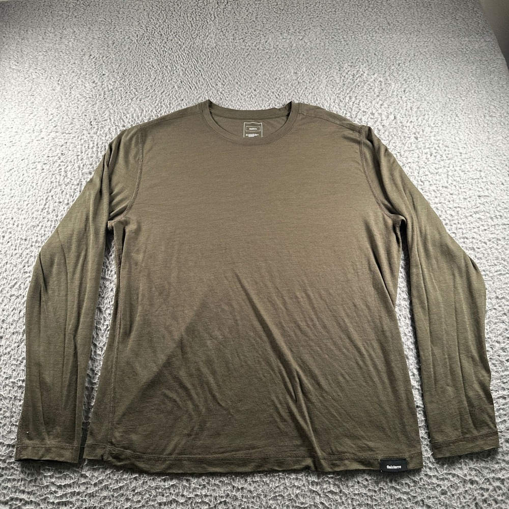 Finisterre Shirt Mens XXL Olive‎ Long Sleeve Merino Wool Crew Neck Baselayer